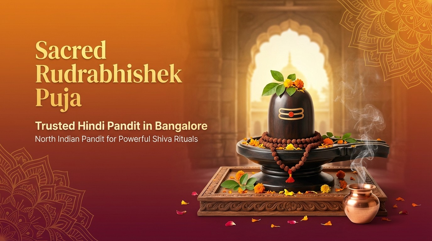 Hindi pandit in Bangalore performing Rudrabhishek Puja for Shiva blessings