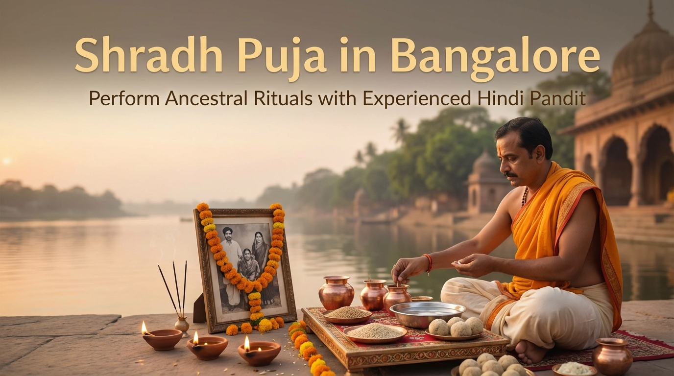 Hindi pandit in Bangalore guiding family through Shradh Puja